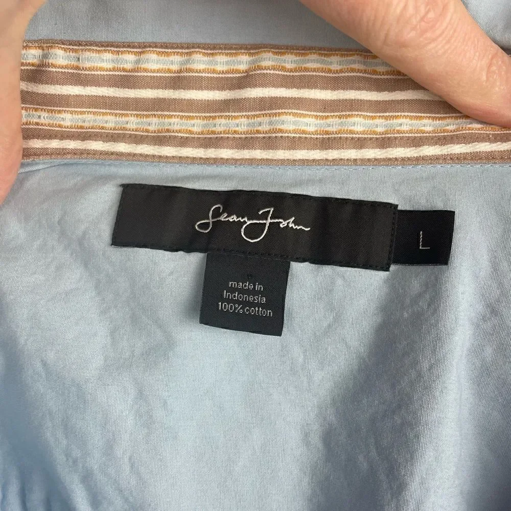 EUC Sean John Mens Button up Light Blue Big Cuff Dress Shirt Size L